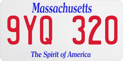 MA license plate 9YQ320