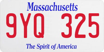 MA license plate 9YQ325