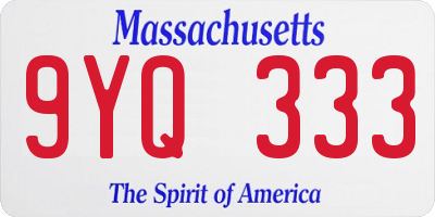 MA license plate 9YQ333