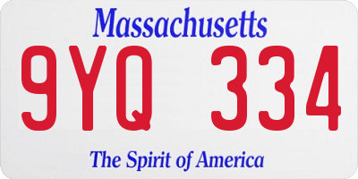 MA license plate 9YQ334
