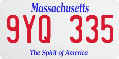 MA license plate 9YQ335