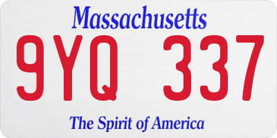 MA license plate 9YQ337