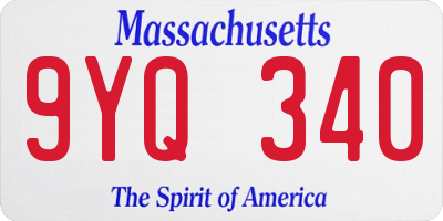 MA license plate 9YQ340