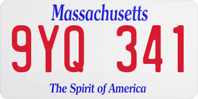 MA license plate 9YQ341