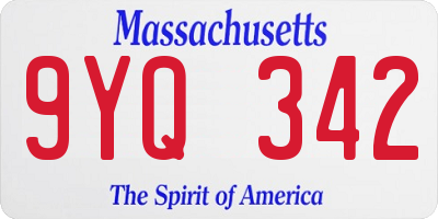 MA license plate 9YQ342