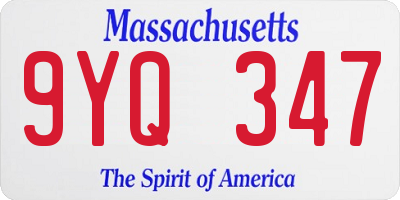 MA license plate 9YQ347