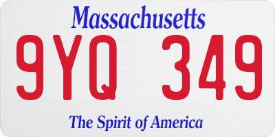 MA license plate 9YQ349