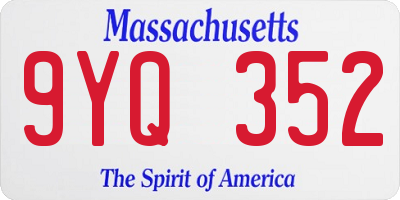 MA license plate 9YQ352