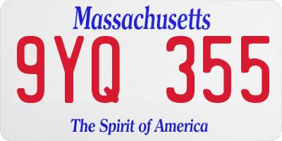 MA license plate 9YQ355