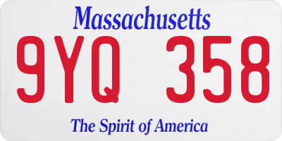 MA license plate 9YQ358
