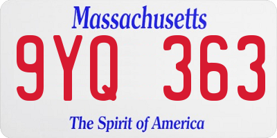 MA license plate 9YQ363