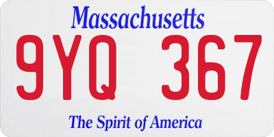 MA license plate 9YQ367