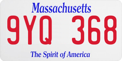 MA license plate 9YQ368