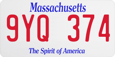 MA license plate 9YQ374