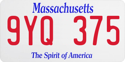 MA license plate 9YQ375