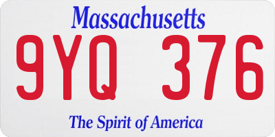 MA license plate 9YQ376