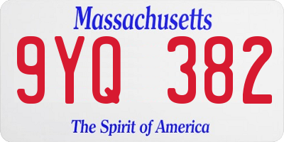 MA license plate 9YQ382