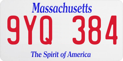 MA license plate 9YQ384