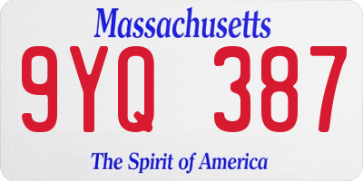 MA license plate 9YQ387