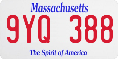 MA license plate 9YQ388