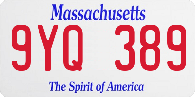 MA license plate 9YQ389