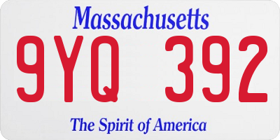 MA license plate 9YQ392