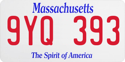 MA license plate 9YQ393