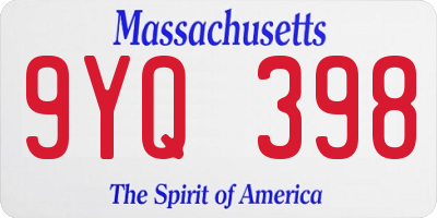 MA license plate 9YQ398