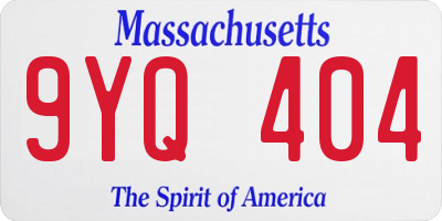 MA license plate 9YQ404