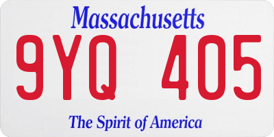 MA license plate 9YQ405