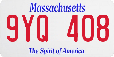 MA license plate 9YQ408