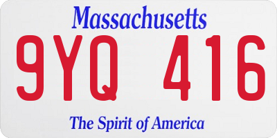 MA license plate 9YQ416