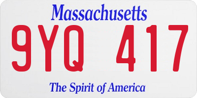 MA license plate 9YQ417