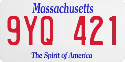 MA license plate 9YQ421