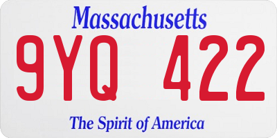 MA license plate 9YQ422