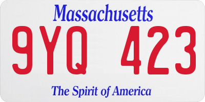 MA license plate 9YQ423