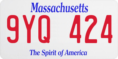 MA license plate 9YQ424