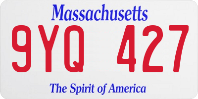 MA license plate 9YQ427