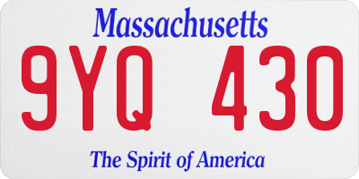 MA license plate 9YQ430
