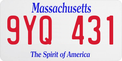 MA license plate 9YQ431