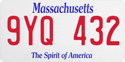 MA license plate 9YQ432