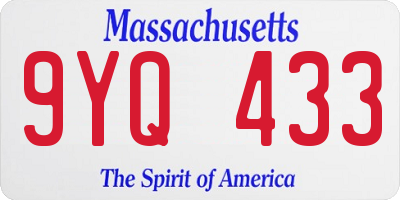 MA license plate 9YQ433