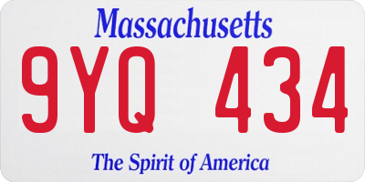MA license plate 9YQ434