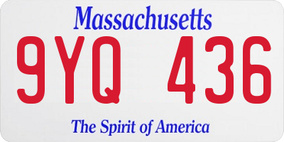 MA license plate 9YQ436