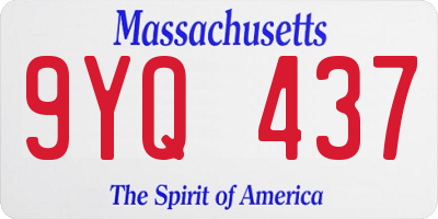 MA license plate 9YQ437