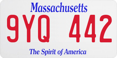 MA license plate 9YQ442