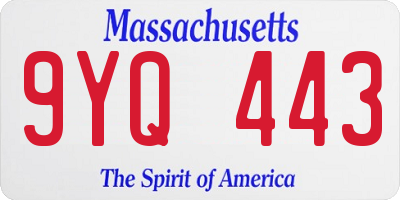 MA license plate 9YQ443