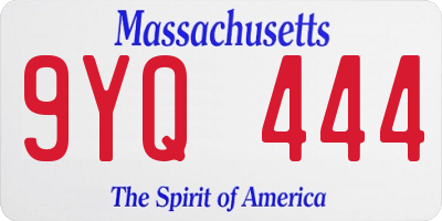 MA license plate 9YQ444