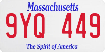 MA license plate 9YQ449