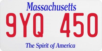 MA license plate 9YQ450